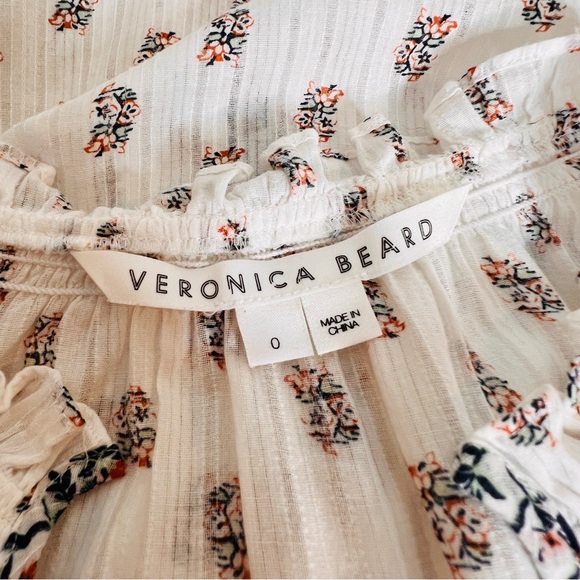Veronica Beard Ivory Abra Floral Ruffle Blouse Romantic Long Sleeve Women Size 0 - Picture 8 of 14